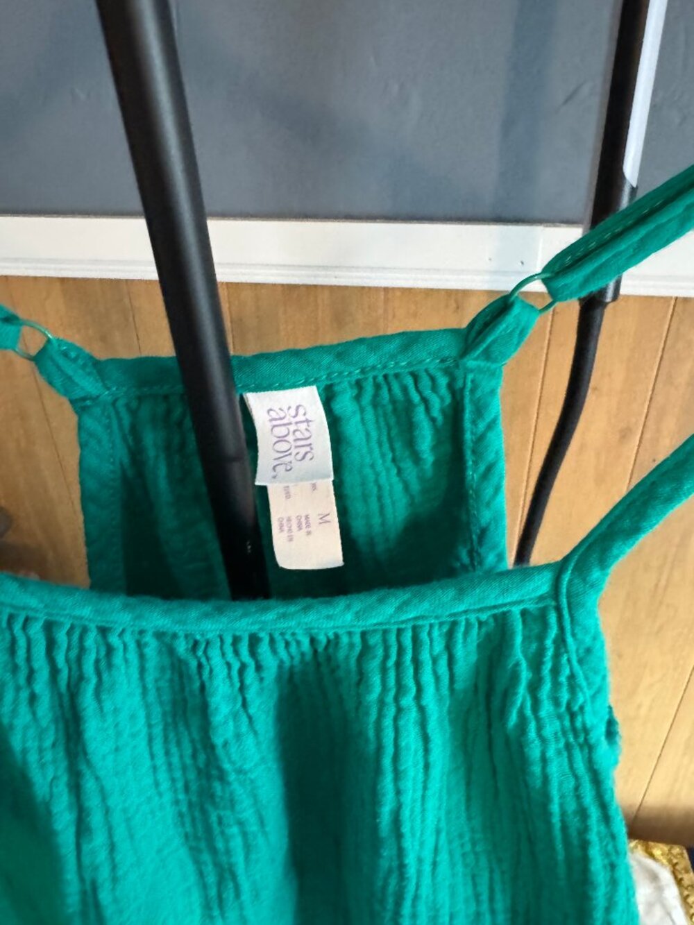 Stars Above Teal Crinkle Gauze Strappy Mini Dress/Swim Cover-Up. Size Medium - Picture 3 of 6